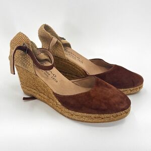 Gaimo Espadrille Wedge Sandals Brown Ankle Strap Handmade in Spain Women Size 7